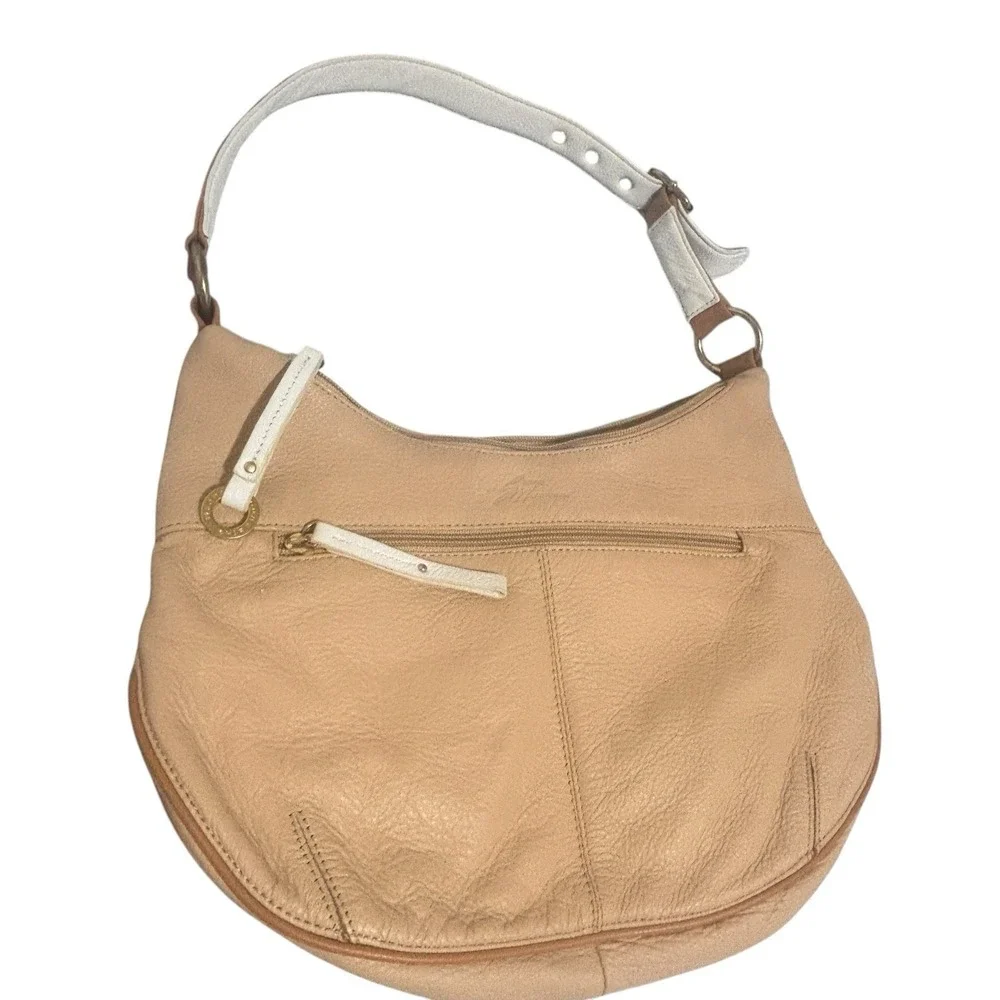 Stone Mountain Genuine Leather Light Tan Hobo Shoulder Bag